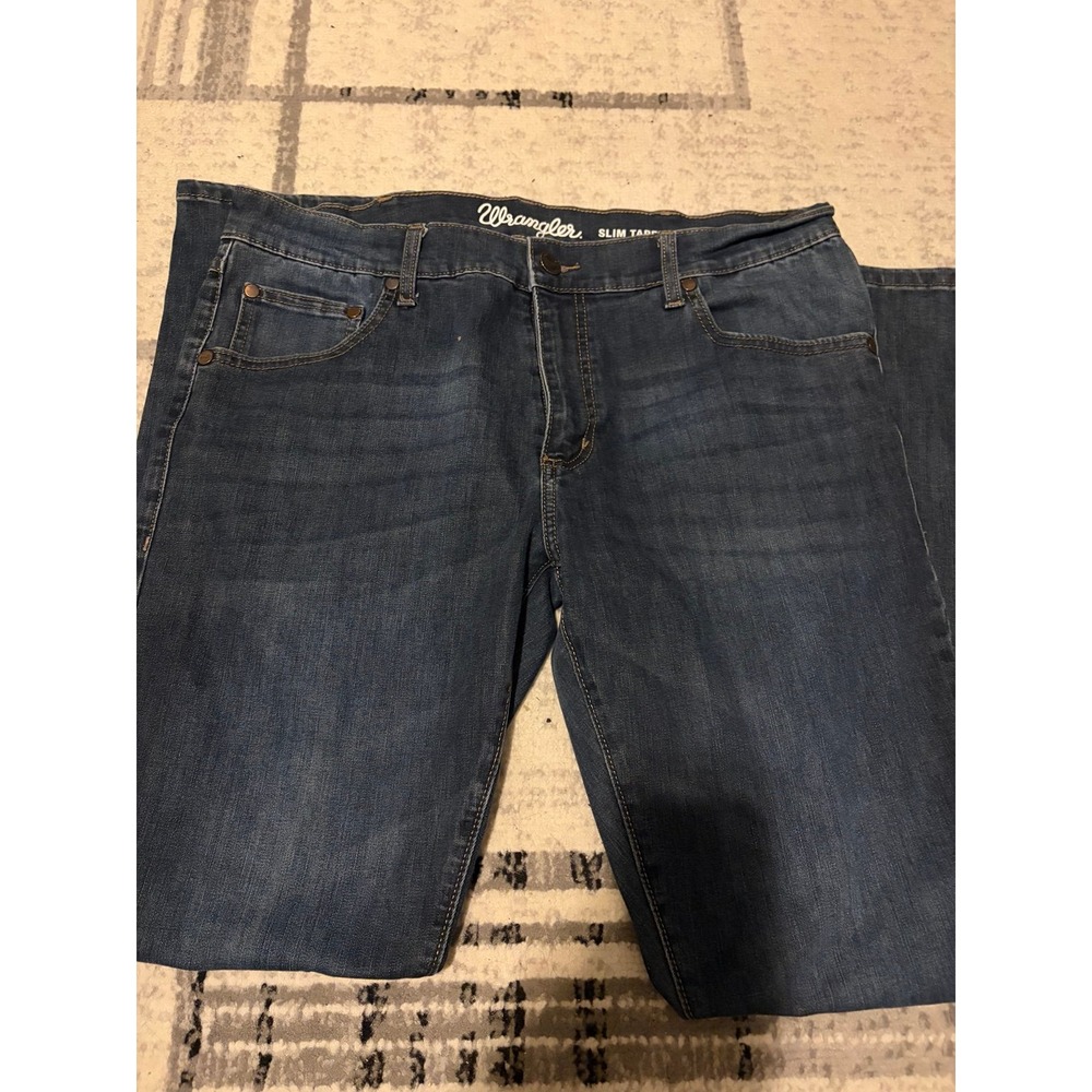 Wrangler Mens Slim Taper Dark Wash Jeans 33x32 Blue Denim 86MWMSD SKU 58 - Picture 3 of 5